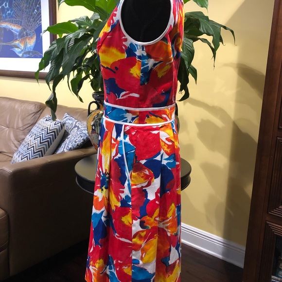 Ellen Tracy bright floral dress w/pockets-Sz 8 - Picture 5 of 12